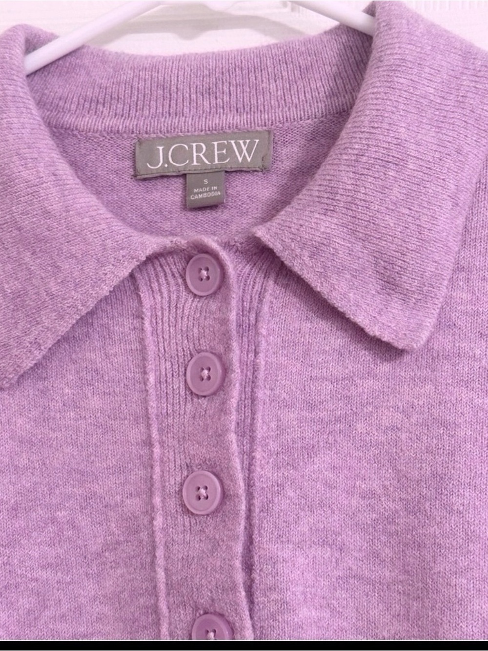 J. Crew Polo Sweater Women’s Small Lilac Purple Merino Wool Alpaca Blend - Picture 5 of 9